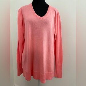 crown & ivy Coral Pink V-Neck Sweater